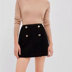 HYACINTH HOUSE Black Button-Front Frances Skirt Size Small